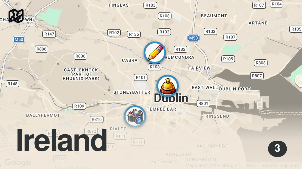 Map of 3 spots from DUBLIN | THE BEST FOOD, GUINNESS AND VIBES | ONLY SCRANS