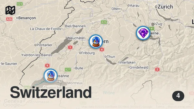 Map of Switzerland's Great Cities