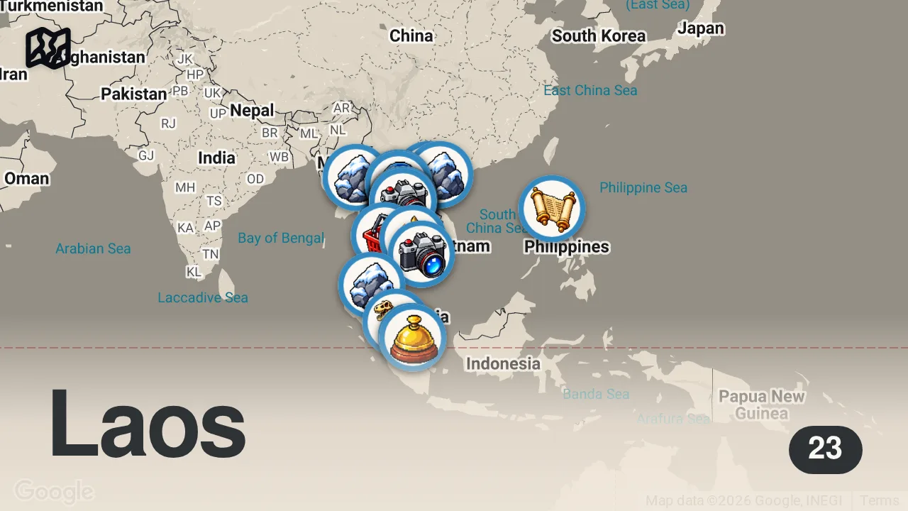 Map of 23 spots from 21 Best Places to Visit in Southeast Asia - Travel Video