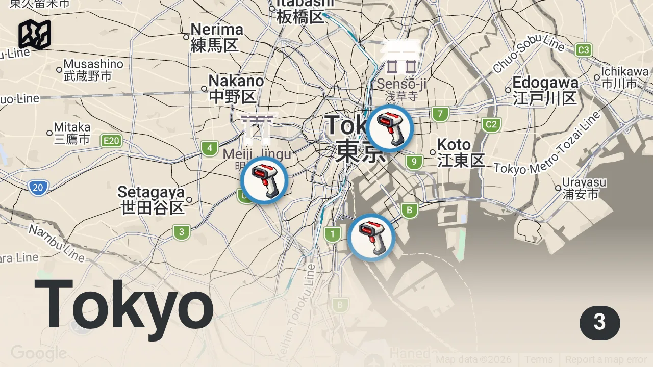 Map of 3 spots from 24-Hour Convenience Store Challenge in Japan! 🤤🇯🇵