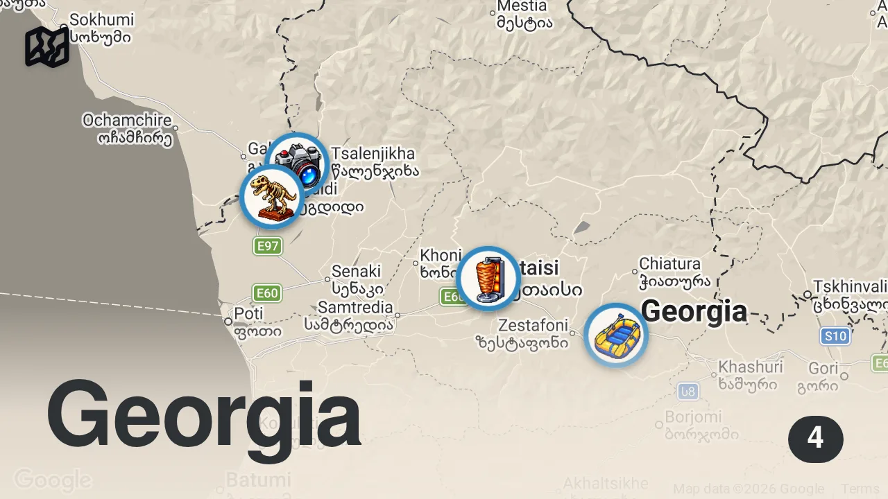 Map of 4 spots from Georgia’s Most UNIQUE FOOD Culture!! I’ve Never Eaten Anything Like This!
