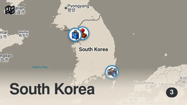 Map of How much it costs to cycle across Korea...