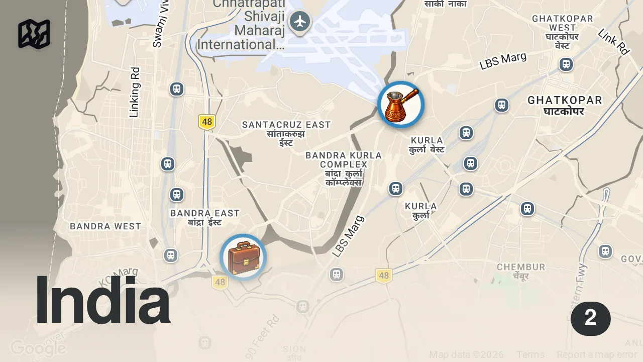 Map of 2 spots from Hindistan'da Kamyoncu Lokantası! Önünde Metrelerce Kuyruk Var!