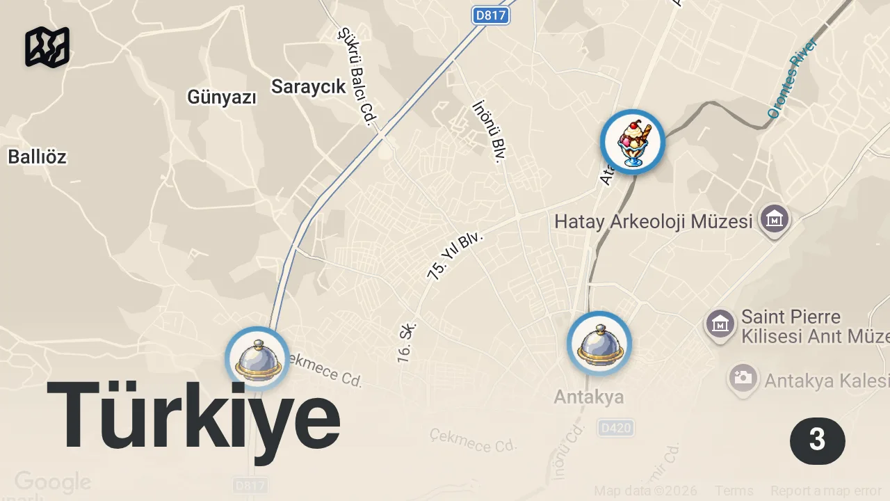 Map of 3 spots from 3 SAATTE 1000 TL SERİSİ!!! @FIRATSOBUTAY