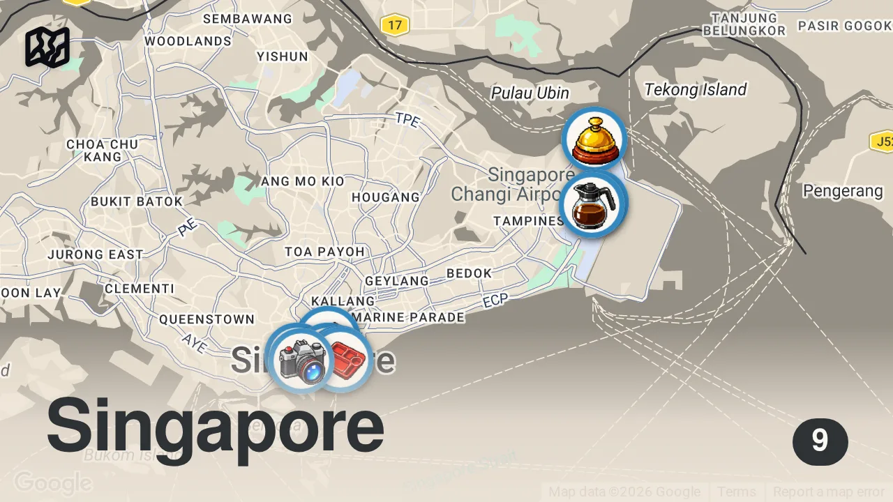 Map of 9 spots from I Spent 100 Hours in the City of the Future