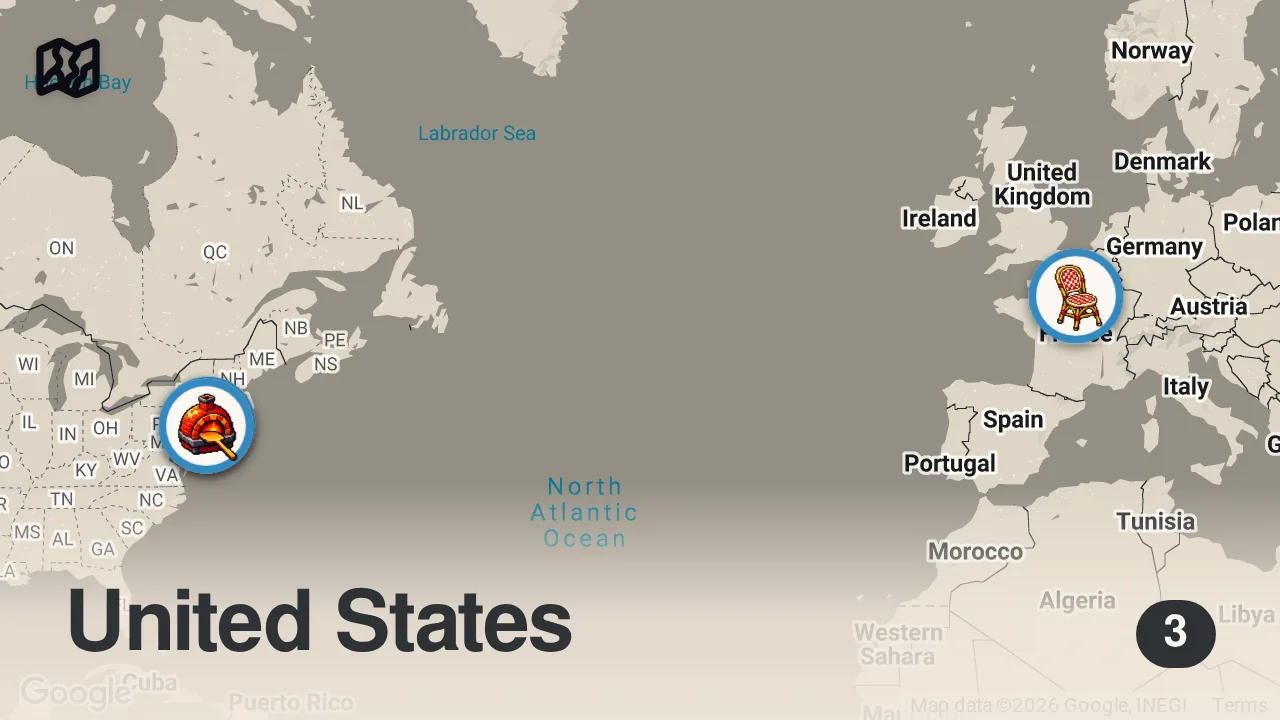 Map of 3 spots from FRANCE INVADES NEW YORK CITY: 3 CUISINES IN 1 DAY