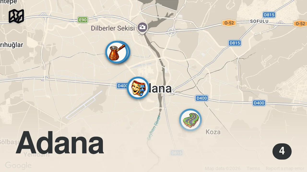 Map of 4 spots from ADANA’NIN SALAŞ KEBAPÇILARI!