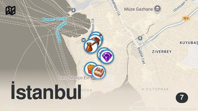 Map of İyi Yemeğin Ayağına Gidilir #7 | İstanbul  Lezzetleri | Kadıköy | Motosikletli Lezzet Yolculuğu