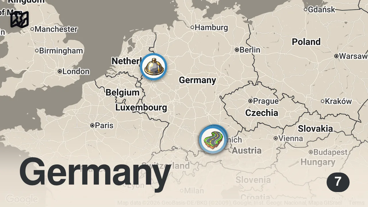 Map of 7 spots from INSIDE MUNICH'S ONLY 3 Michelin Star Restaurant (€340 Menu)