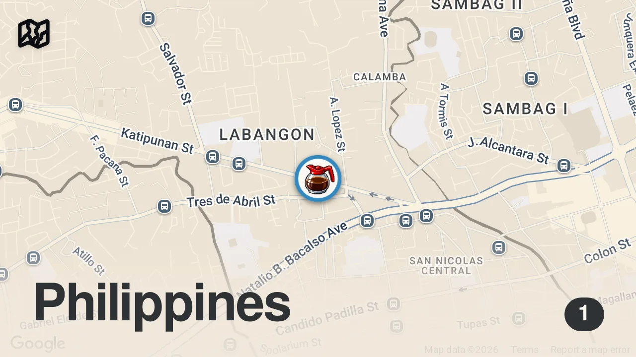 Map of 1 spot from 200 Kilos of Fish!! UNSEEN FILIPINO SEAFOOD - Freshest Adobo Octopus in Cebu, Philippines!