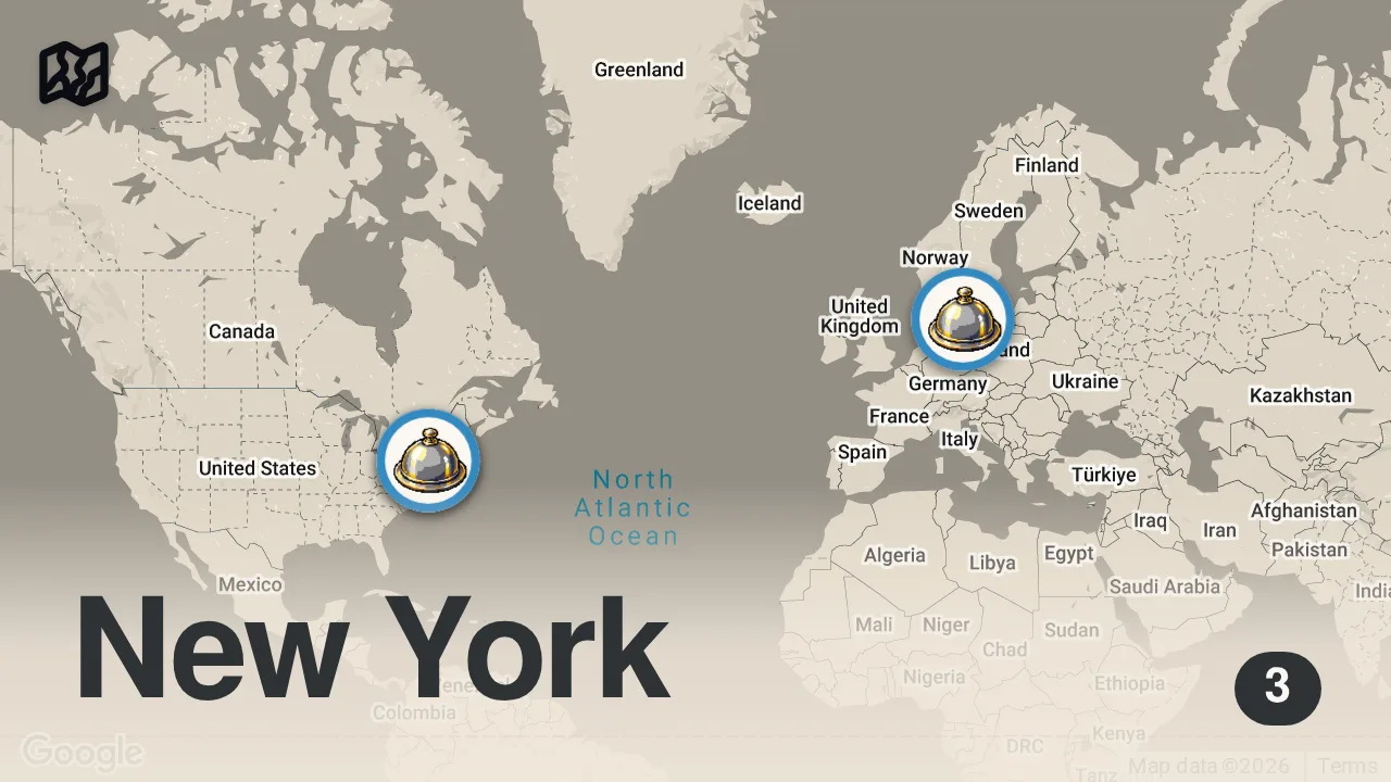 Map of 3 spots from Gourmet Meals but the Budget Gets Higher! Which Would You Choose??