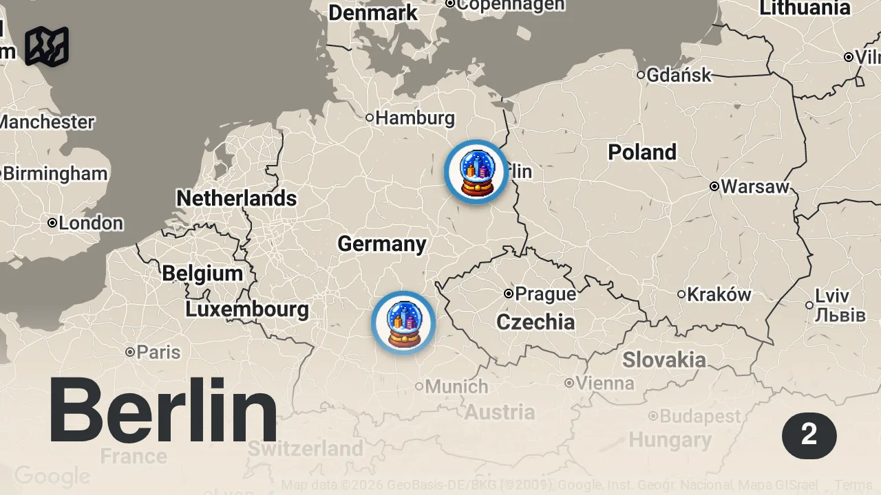 Map of 2 spots from Incredible Top 10 Most Popular Germany Foods || Traditional Germany Foods || Germany Street Foods