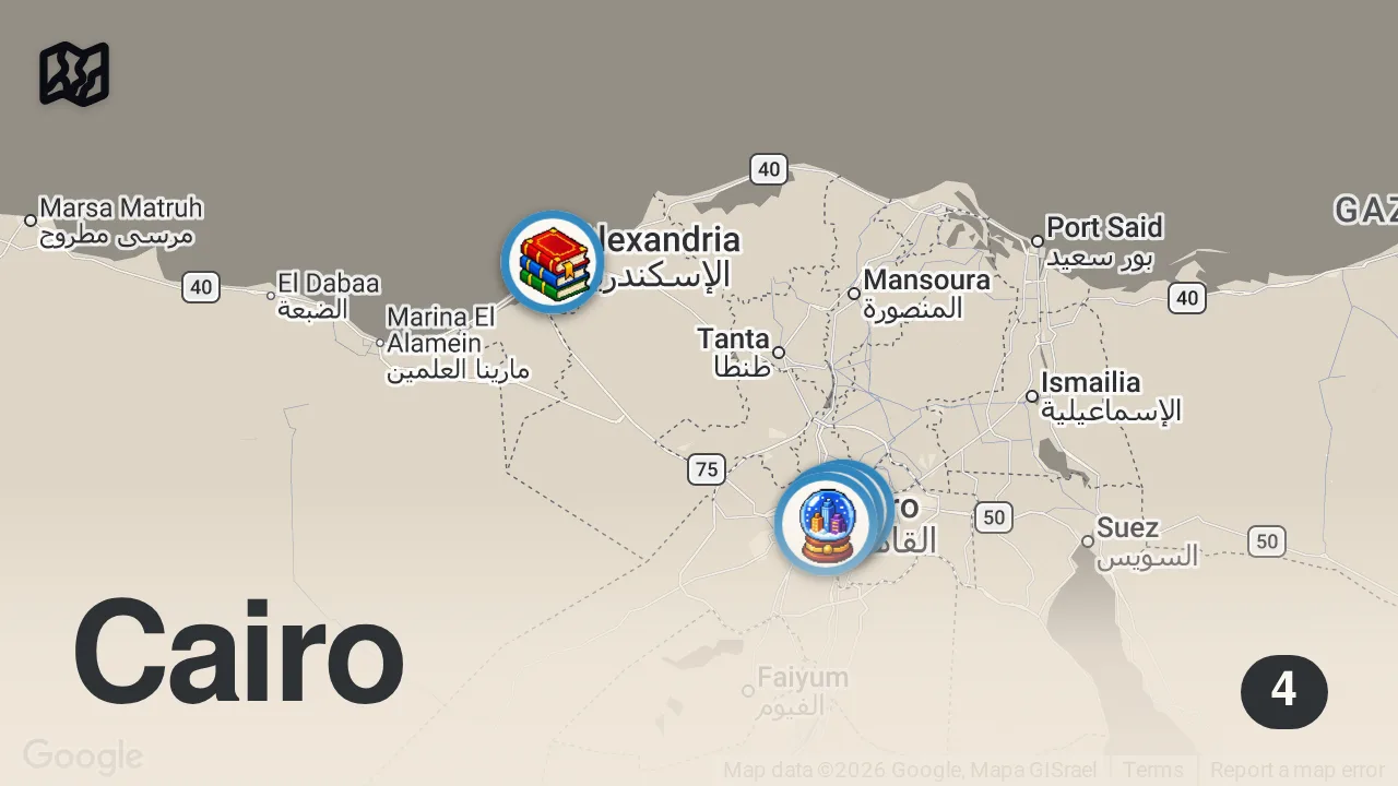 Map of 4 spots from I Survived Egypt’s Craziest Street Food for 9 Days!! [Full Documentary]