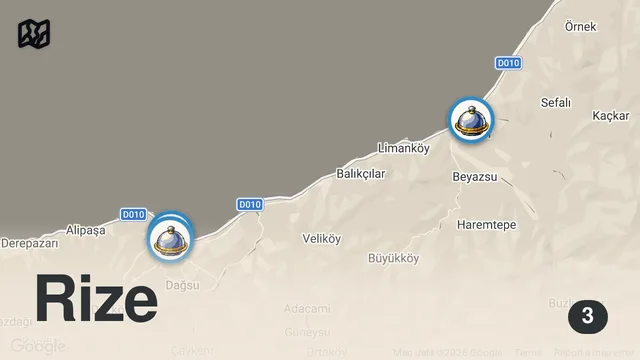 Map of Rizede Denemeniz Gereken 4 Mekan ! Keyifli izlemeler 😊 #rize #food #festival #yemek