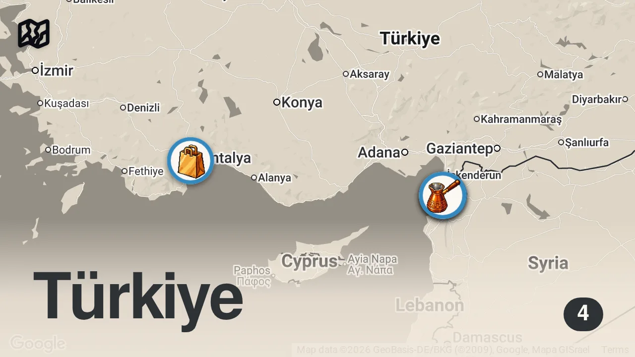 Map of 4 spots from 3 SAATTE 1000 TL SERİSİ!!! @KÂFHÂYÂÂYNSÂD19