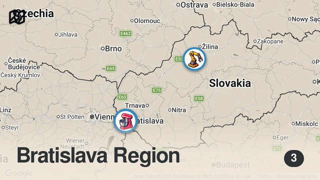 Map of 3 spots from Slovakya Turu: Ekmek İçinde Çorbadan, Kofola'ya! | Sahrap Soysal