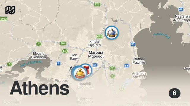 Map of Greek street food in Athens, Greece - INSANE ROASTED MEAT + Greek street food tour in Athens, Greece
