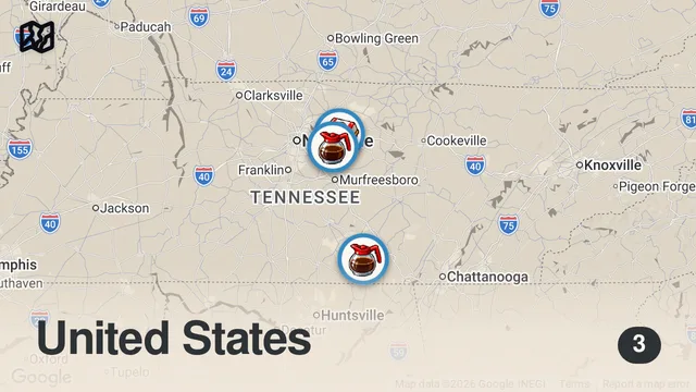 Map of I Tried Random Diners in Tennessee For 24 Hours.. (Part 3)