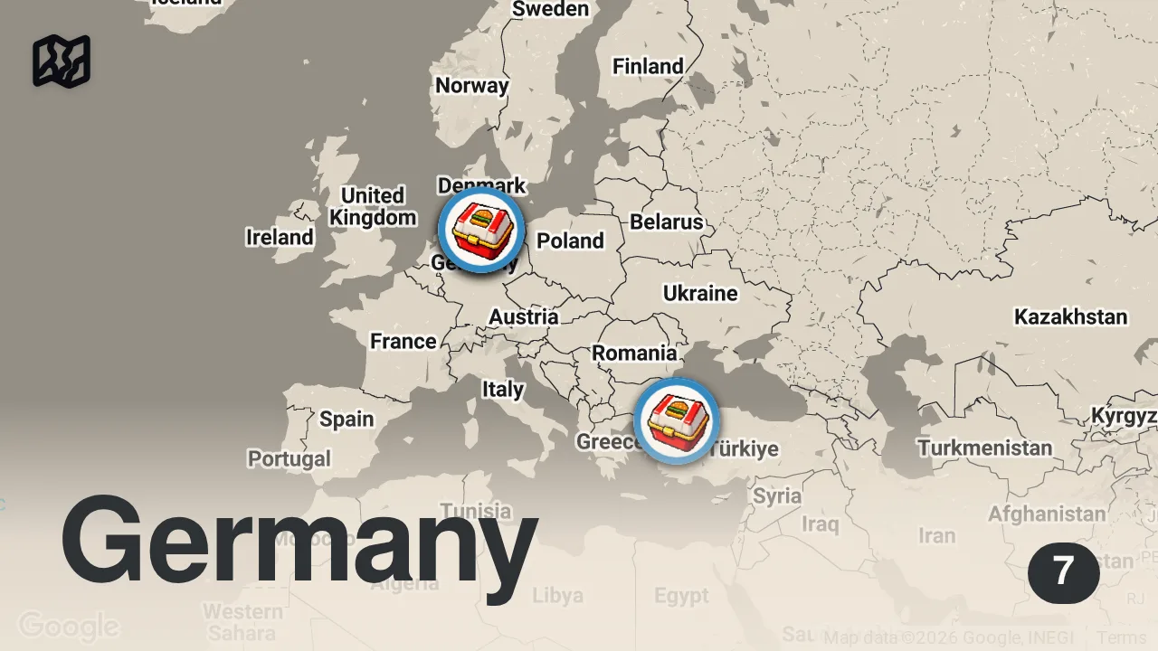 Map of 7 spots from EN İYİ HAMBURGERLER (10 farklı hamburgerle eşsiz bir lezzet rehberi) - Ayaküstü Lezzetler