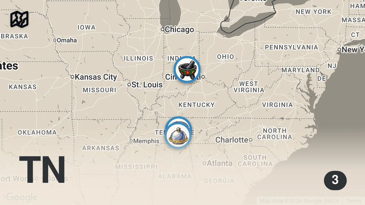 Map of 3 spots from Eating at Fast Food Restaurants I've NEVER Heard of...