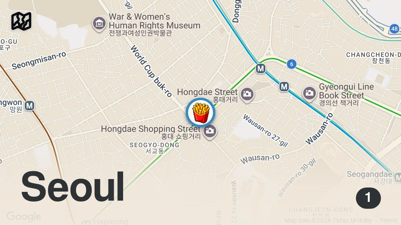 Map of 1 spot from Trying Lotteria in South Korea! ๐๐ฐ๐ท
