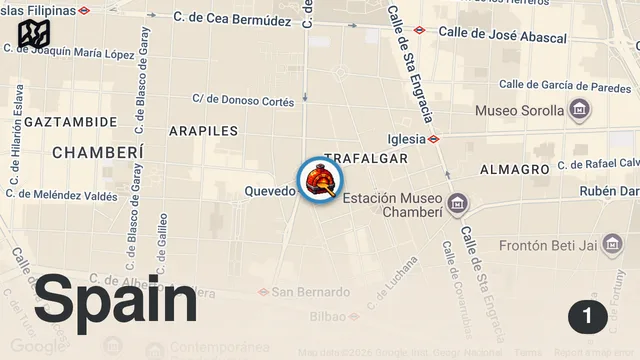 Map of JAMÓN IBÉRICO PIZZA in Madrid 😳