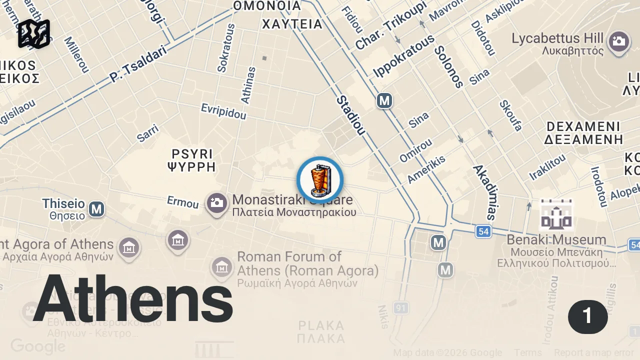 Map of 1 spot from Atina’da Bu Döner Dikkatimi Çekti! #shorts
