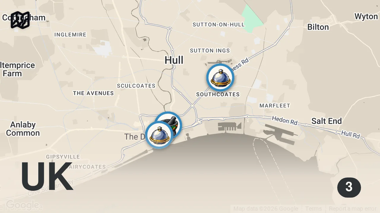 Map of 3 spots from Hull’s food scene SHOCKED me to my core