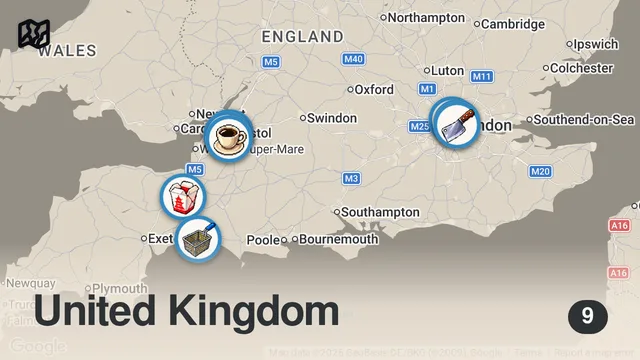 Map of Top 10 FINEST English Street Foods! 🏴󠁧󠁢󠁥󠁮󠁧󠁿