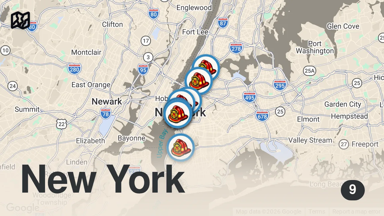 Map of 9 spots from I'm Coming For You, Brother (Full Episode) | 9/11: One Day in America | National Geographic