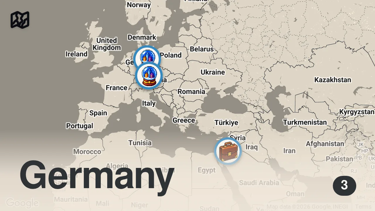 Map of 3 spots from 1618-1648: The Bloody History of the 30 Years War