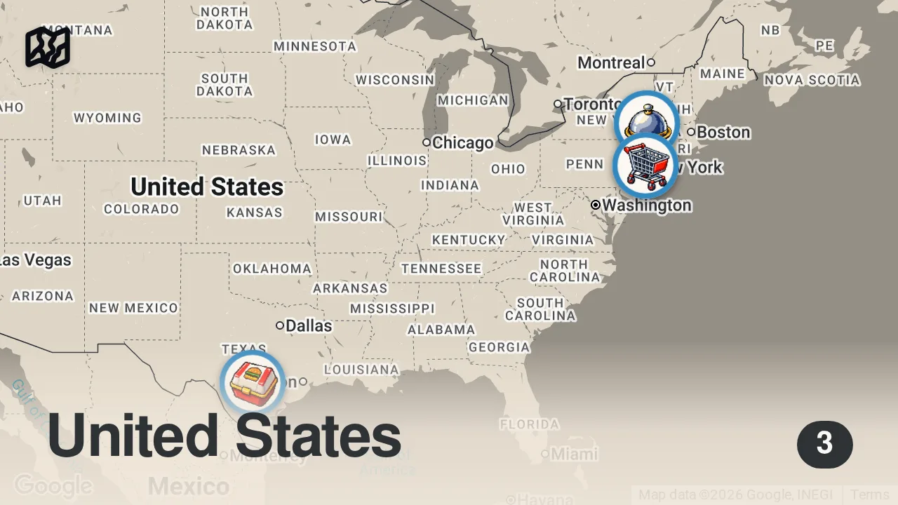 Map of 3 spots from HOW TO MAKE THE PERFECT SMASH BURGER | THE IN STUDIO SHOW