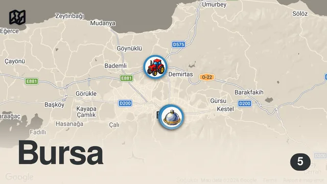 Map of BURSA’DA DENEMENİZ GEREKEN 4 LEZZET #bursa #yemek #food #keşfet #keşfetteyiz