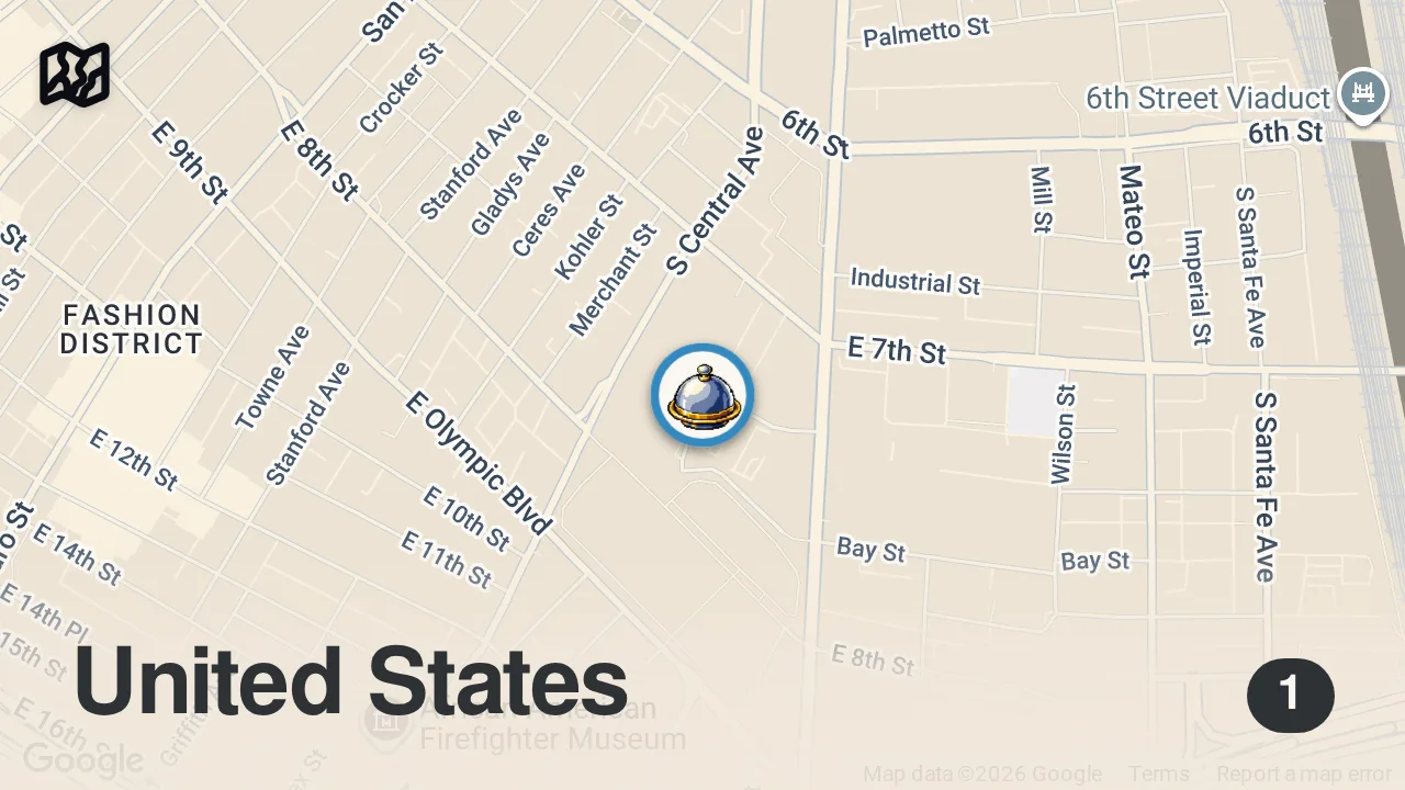 Map of 1 spot from How Michelin-Starred Kato Became the #1 Restaurant in LA — Mise En Place