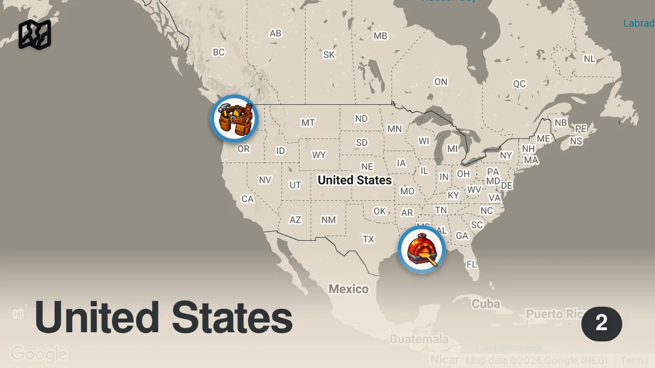Map of 2 spots from cheesiest pizza ever! #pizza