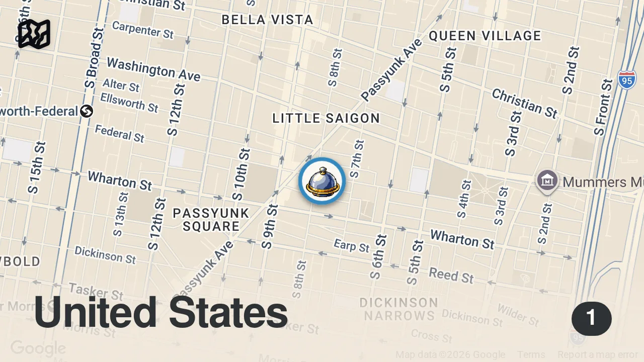 Map of 1 spot from Absolutely Stacked Italian Sandwiches in South Philly