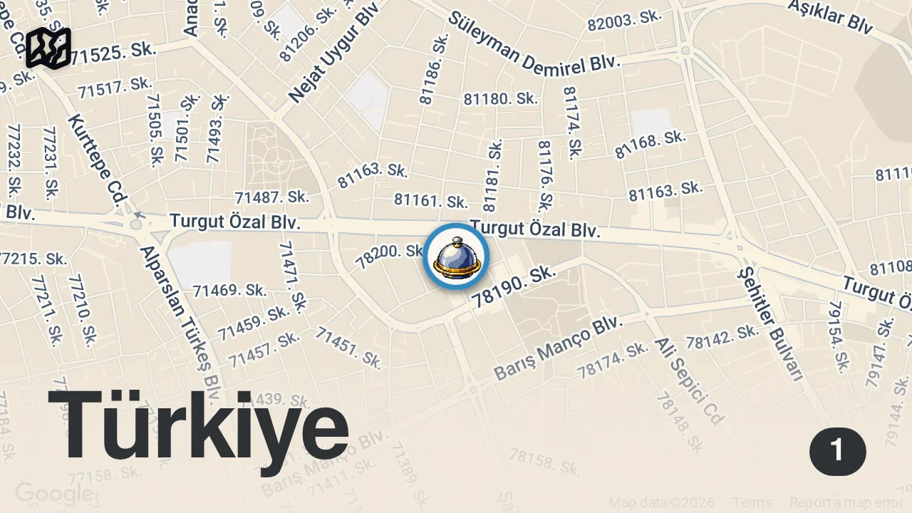 Map of 1 spot from ADANA’DA KAHVALTI CİĞERLE OLUR! 😊 | BABA ONBAŞILAR KEBAP