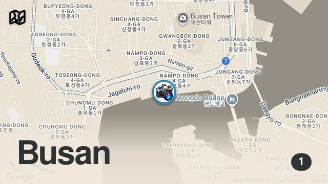 Map of Sushi BRUNCH at AMERICA'S #1 BEST Korean Supermarket! Jagalchi Market FOOD TOUR!