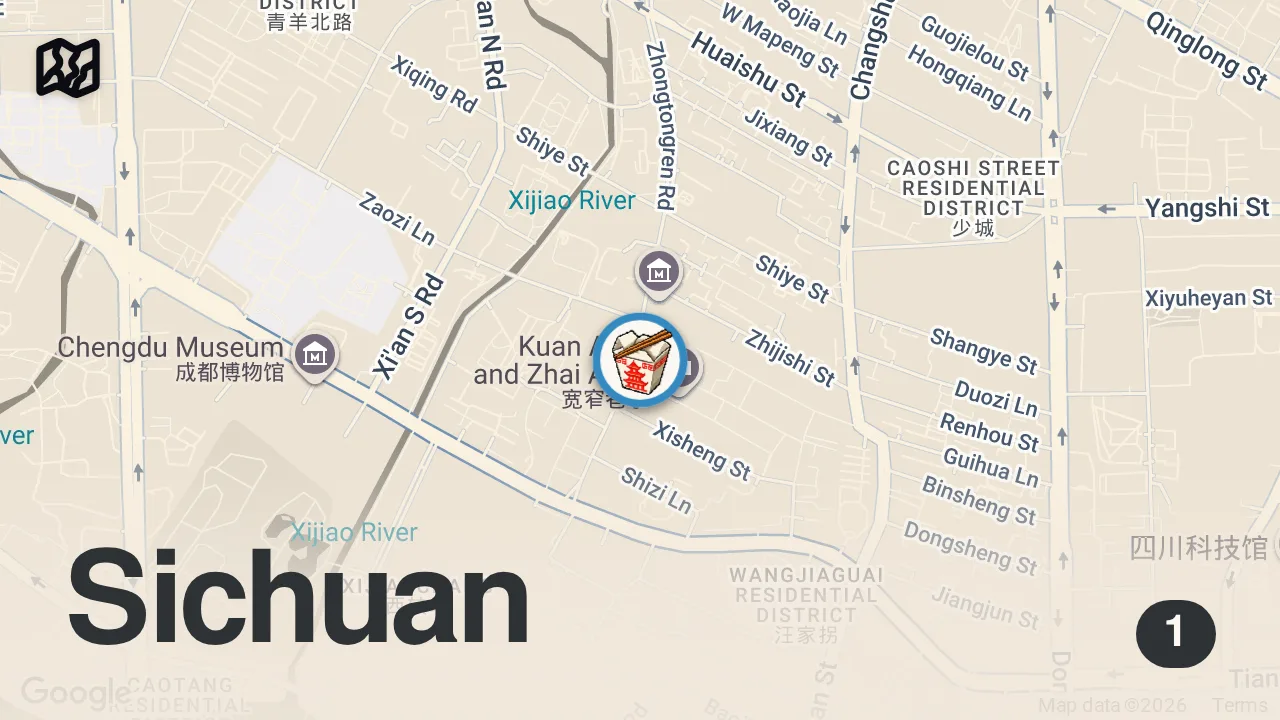 Map of 1 spot from POV: your train just arrived in chengdu