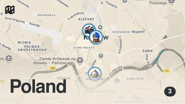 Map of ULTIMATE Polish Food Tour in Krakow Poland | Pierogi, Street Food & Hidden Speakeasy