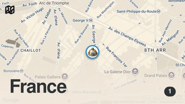 Map of €8 vs €1,640 Dinner in Paris