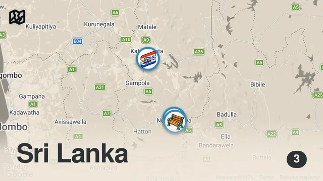 Map of Sri Lanka's Scenic Train Ride from Kandy to Ella