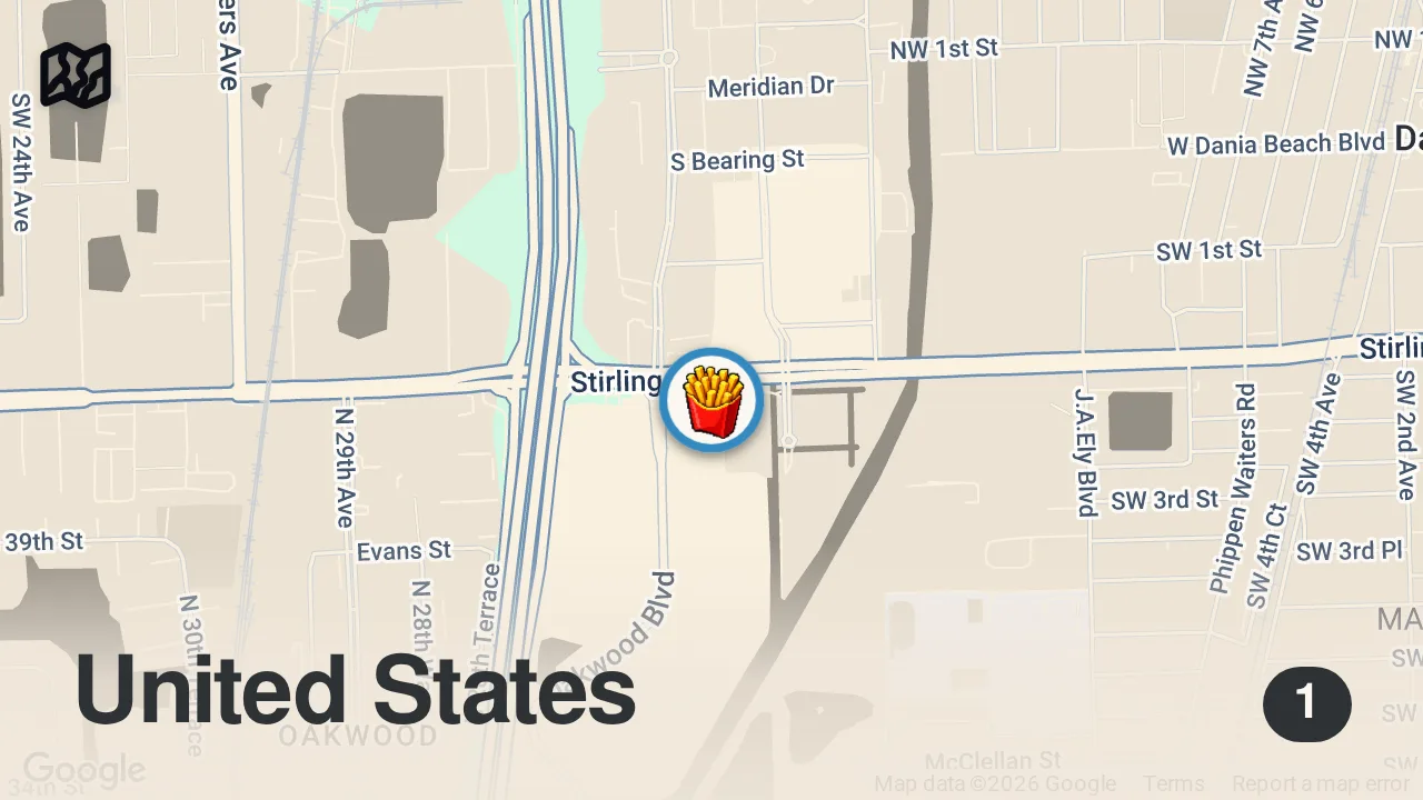 Map of 1 spot from Eating at a 1920s Themed TACO BELL (5 STAR)