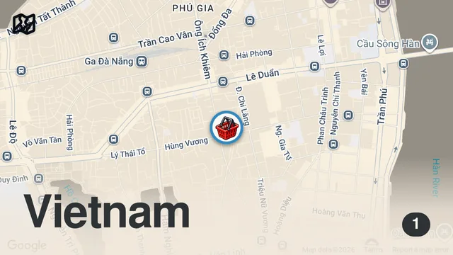 Map of Top 5 BEST STREET FOODS in Da Nang Vietnam
