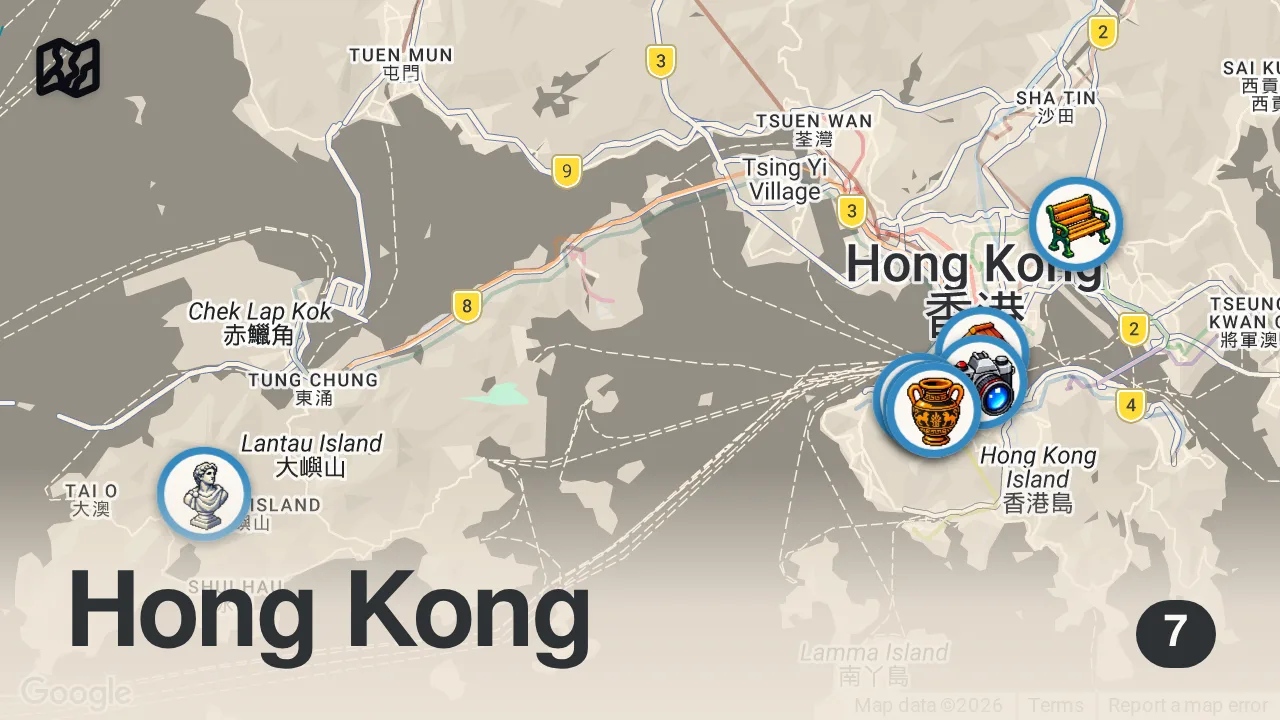 Map of 7 spots from 10 Best Places to Visit In Hong Kong - FIRST TIME IN HONG KONG