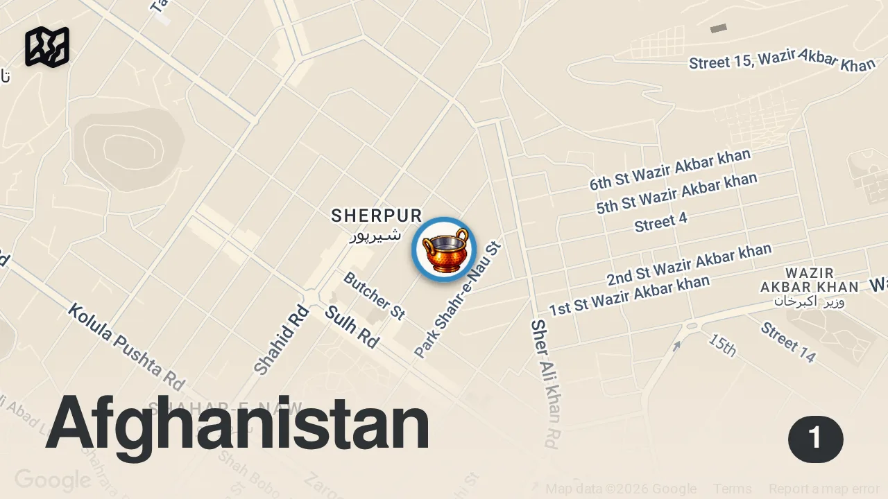 Map of 1 spot from Afghanistan Street Food - White Karahi in Kabul! 🇦🇫