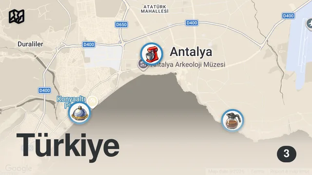 Map of ANTALYA’DA ÜÇ MEKAN! 😊