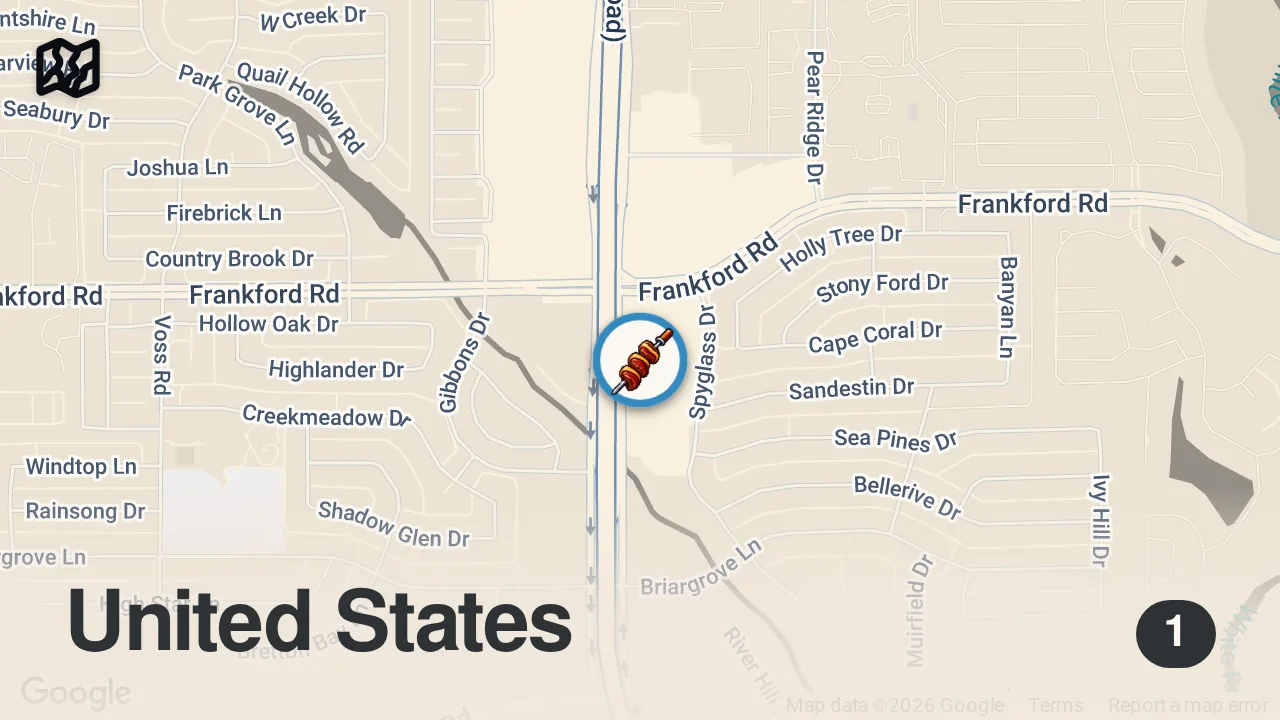 Map of 1 spot from ALL YOU CAN EAT Italian Pasta & BRAZILIAN STEAK Buffet in Dallas Texas!