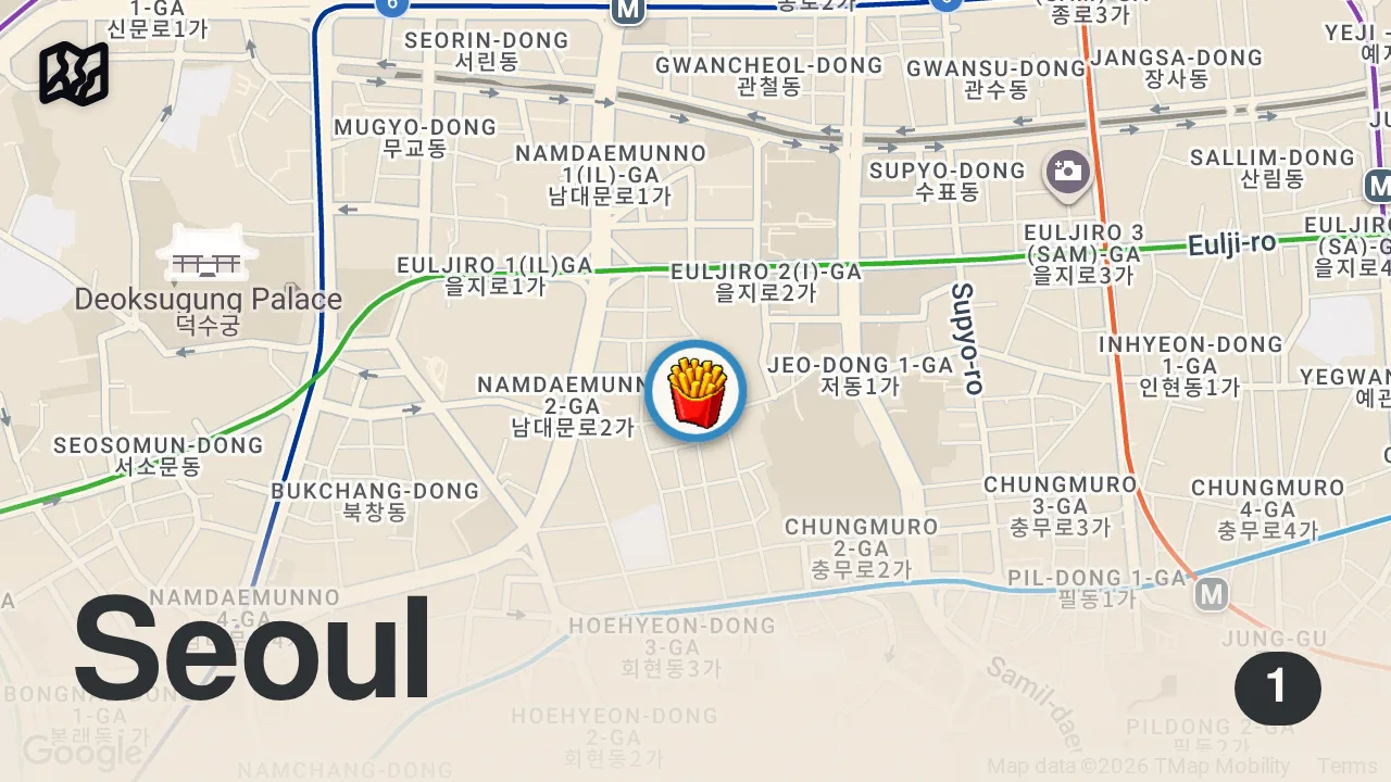 Map of 1 spot from Trying the Special Menu at McDonalds in Korea! ๐ฐ๐ท๐