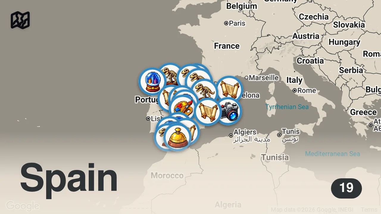 Map of 19 spots from ✈️ 20 Mejores DESTINOS de ESPAÑA ⭐️ Que Ver y Hacer en España